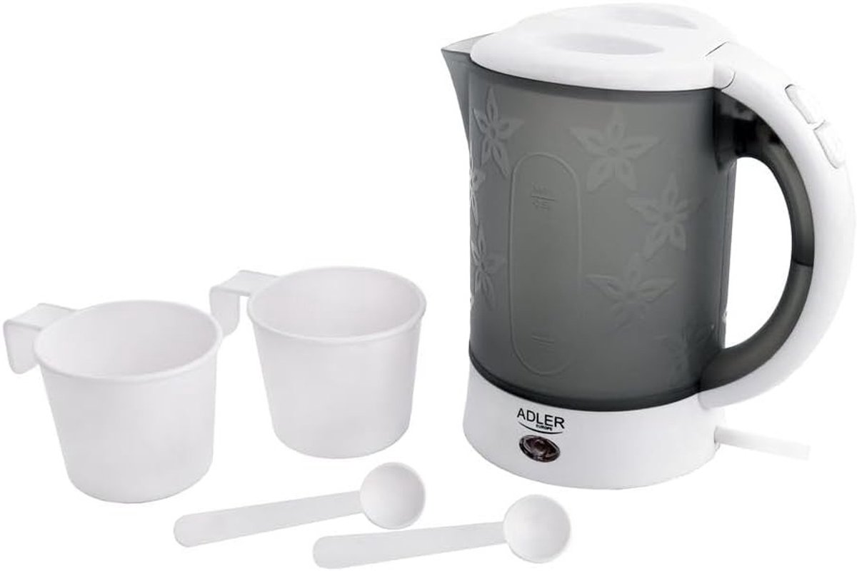 Retro waterkoker - Wit - 0,6 Liter - Kunststof Elektrische Waterkoker - Voor Thuisgebruik