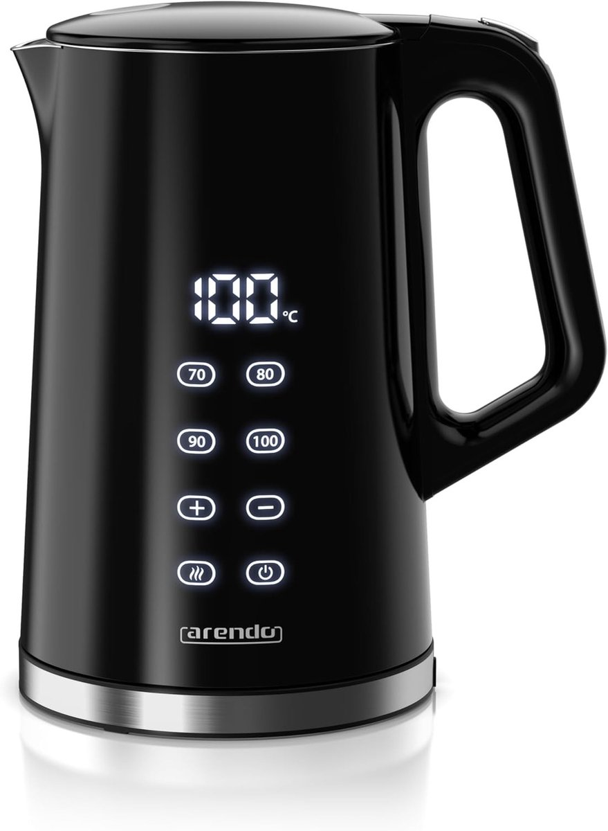 Retro waterkoker - Zwart - 1,7 Liter - Roestvrij Staal - Dubbelwandig Design voor Precies Waterkoken