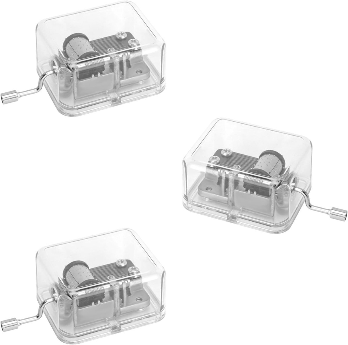 Roterende muziekdoos - Transparant - 5,2 x 6,2 x 3,2 cm - Acryl met Handslinger - Voor Volwassenen