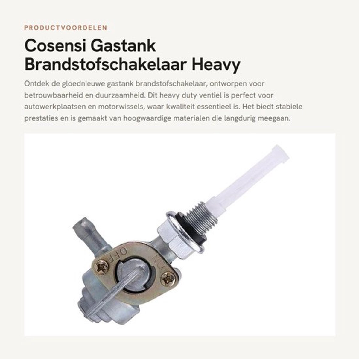 Brandstofschakelaar Heavy Duty - Benzinekraan - Gastankventiel - Duurzaam - Betrouwbare Kwaliteit - M10 X 1.25