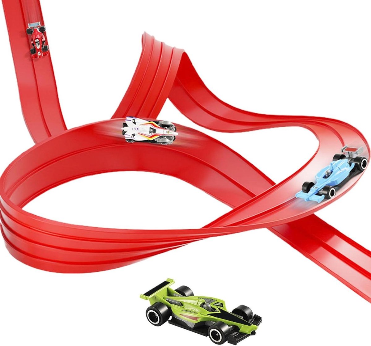 Flexibele Racebaan - Oprolbare Rijbaan - Kinderen Spelen - Met Zuignappen - 390 x 8 x 1 cm - Meerdere kleuren