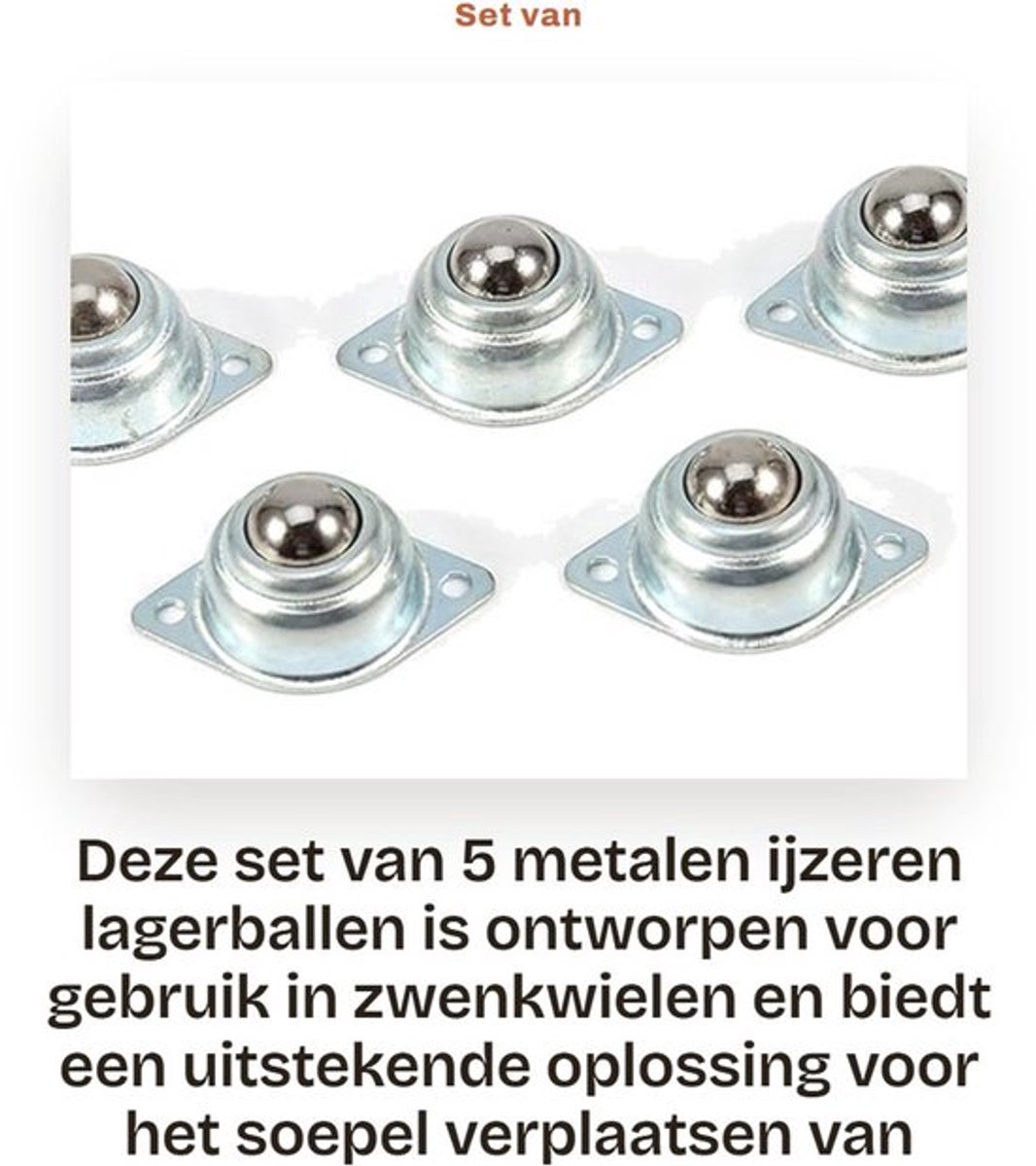 Set van 5 Universele Ijzeren Lagerballen voor Zwenkwielen