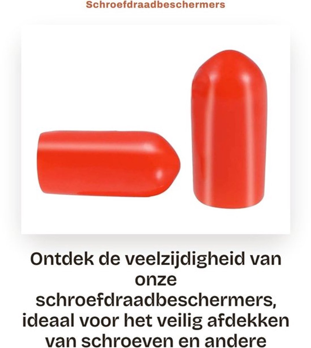 Schroefdraadbeschermer Rood - PVC-Rubber - 100 Stuks - Flexibel - Bescherming tegen Schokken - Afmetingen 15x5mm - Draadkap