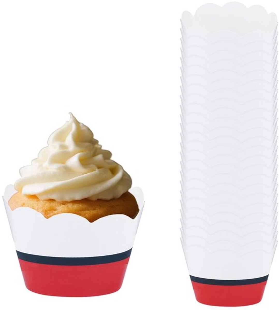 24 Stuks Cupcakevormpjes in Rood en Wit - Papieren Bakvormpjes voor Muffins en Taarten