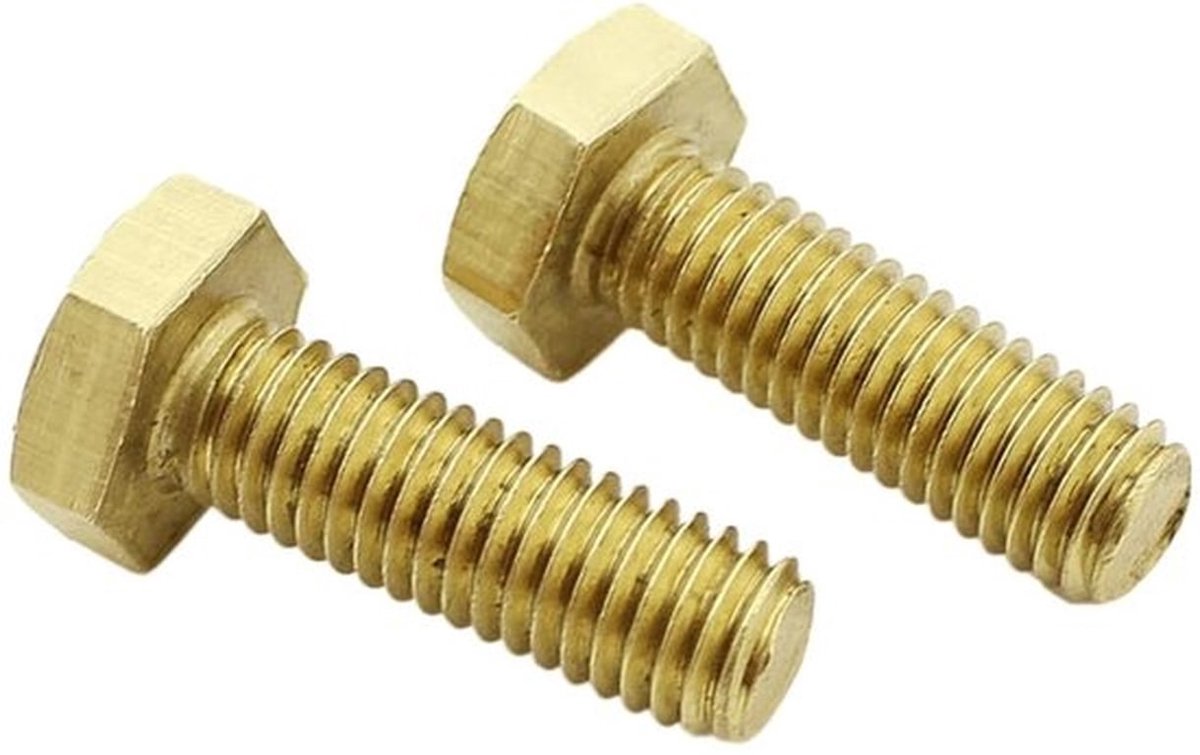 Schroef 10 Stuks - Hex Hoofd Bouten - Messing - Anticorrosief - Duurzaam - Voor Meubilair en DIY Werk - Bout