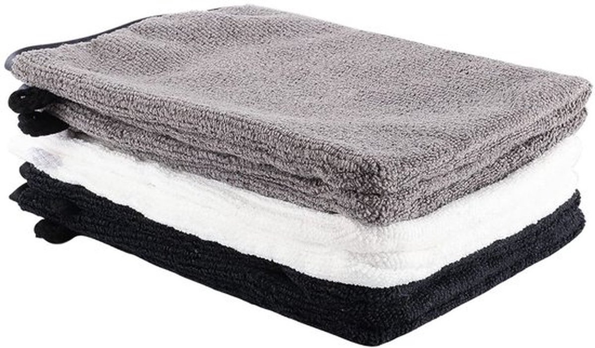 6 Stuks 6 "x 8.3" Microfiber Exfoliërende Handschoenen Flanel Peering Body Body Scrub Handschoenen Spa Bad Make-up Remover Handschoenen (Wit Zwart Grijs)