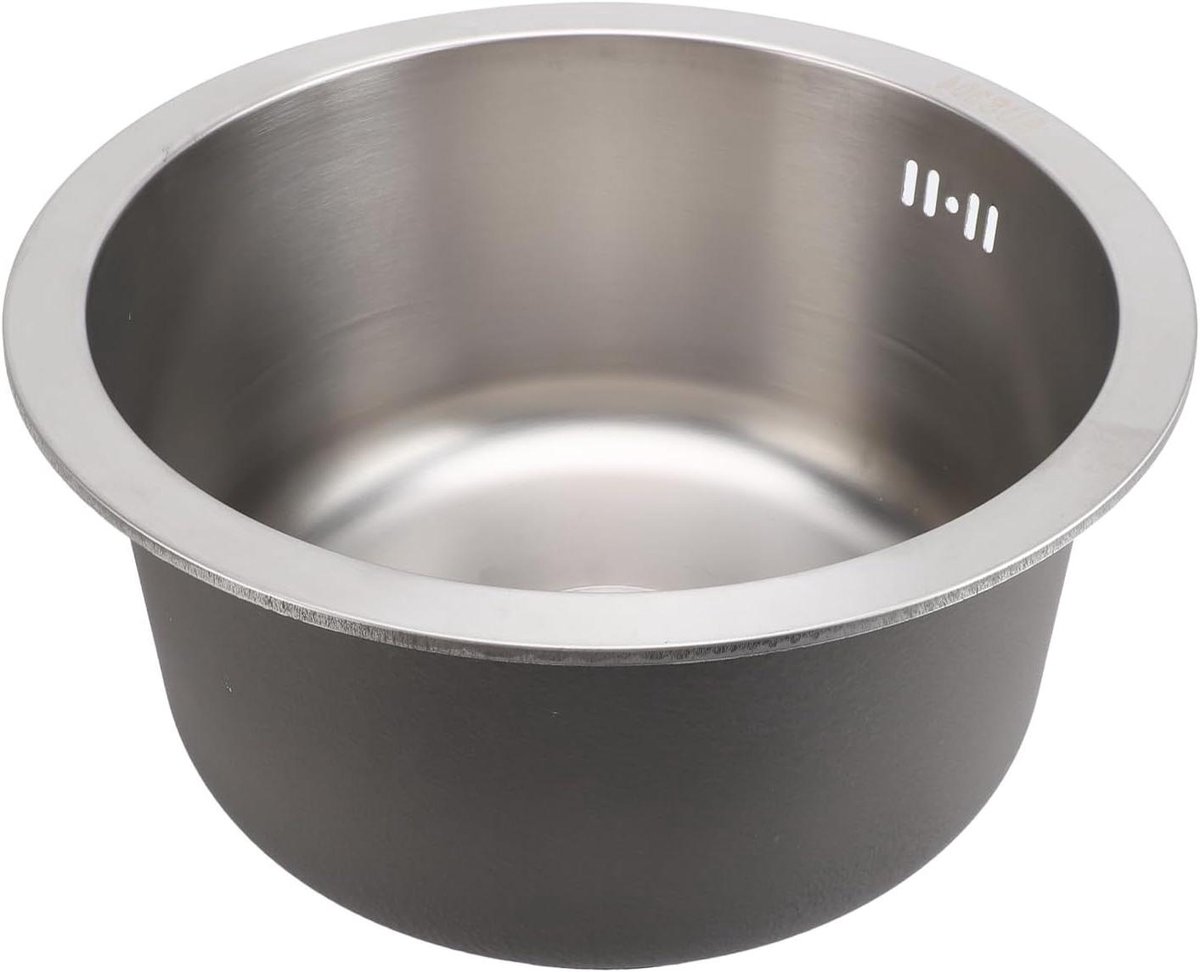 Ronde Spoelbak - Bar Spoelbak Keuken - Afwassen Groenten - Geborstelde Afwerking - 36 cm Doorsnede - Zilver
