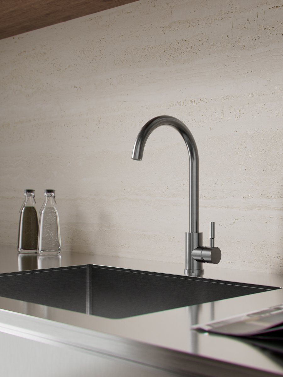 Keukenkraan met C|vormige Uitloop | Gunmetal