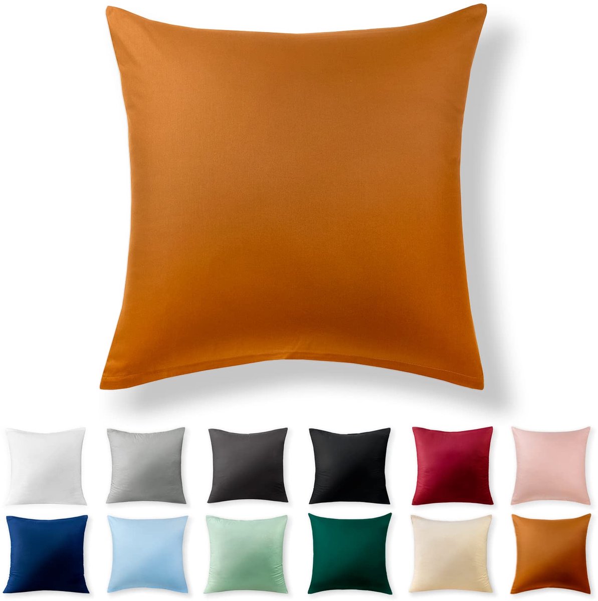 Kussenbezug 60 x 60 cm - 100% Katoen met Verborgene Rits, Zimtbruin