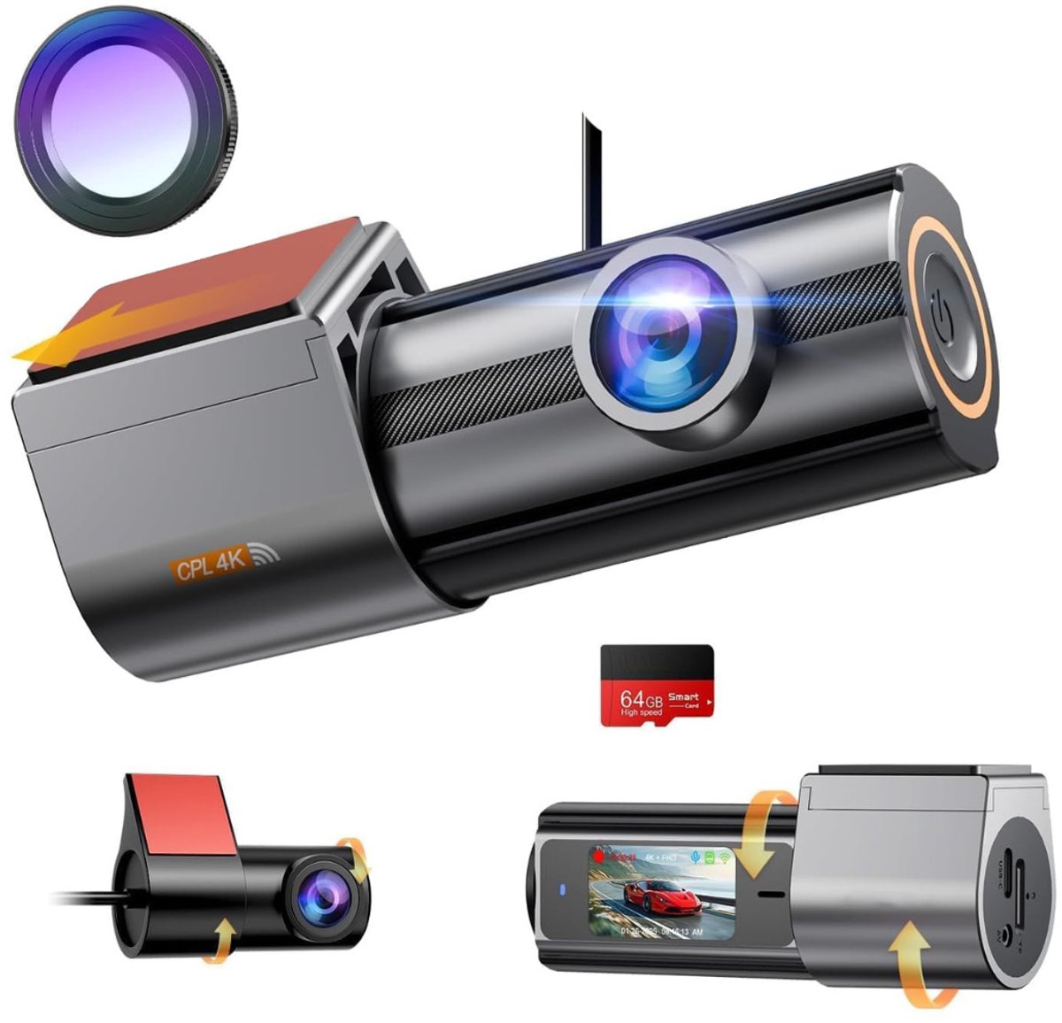 Zavio® Dashcam voor Auto - Auto Camera - Dashcam Voor en Achter Draadloos