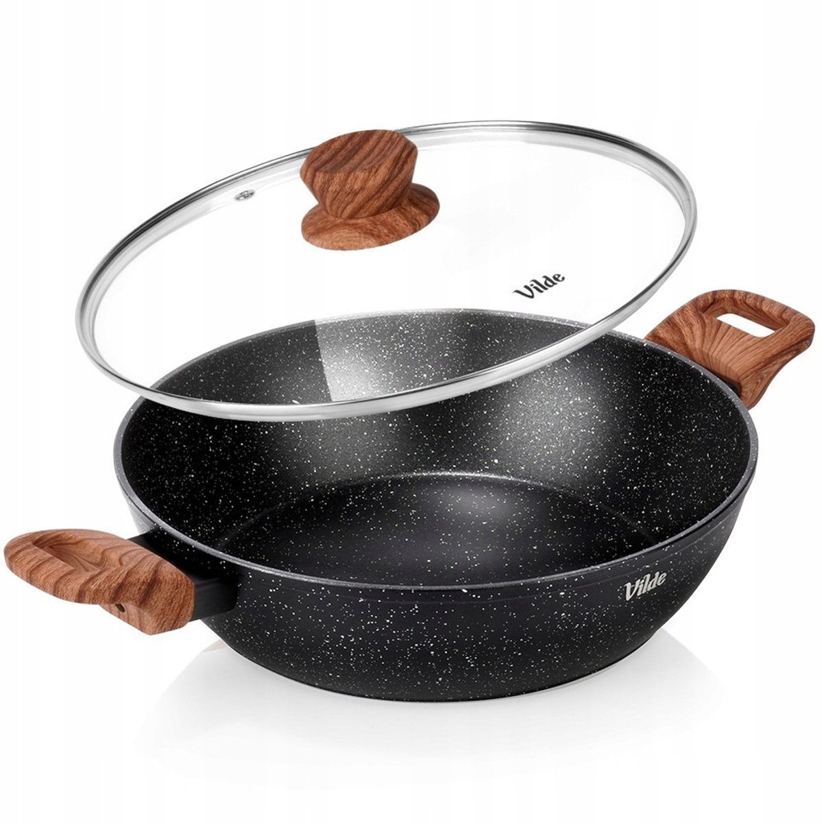 Gevulde Koekenpan 28cm 3.5L Aluminium met Granietlaag & Glazen Deksel