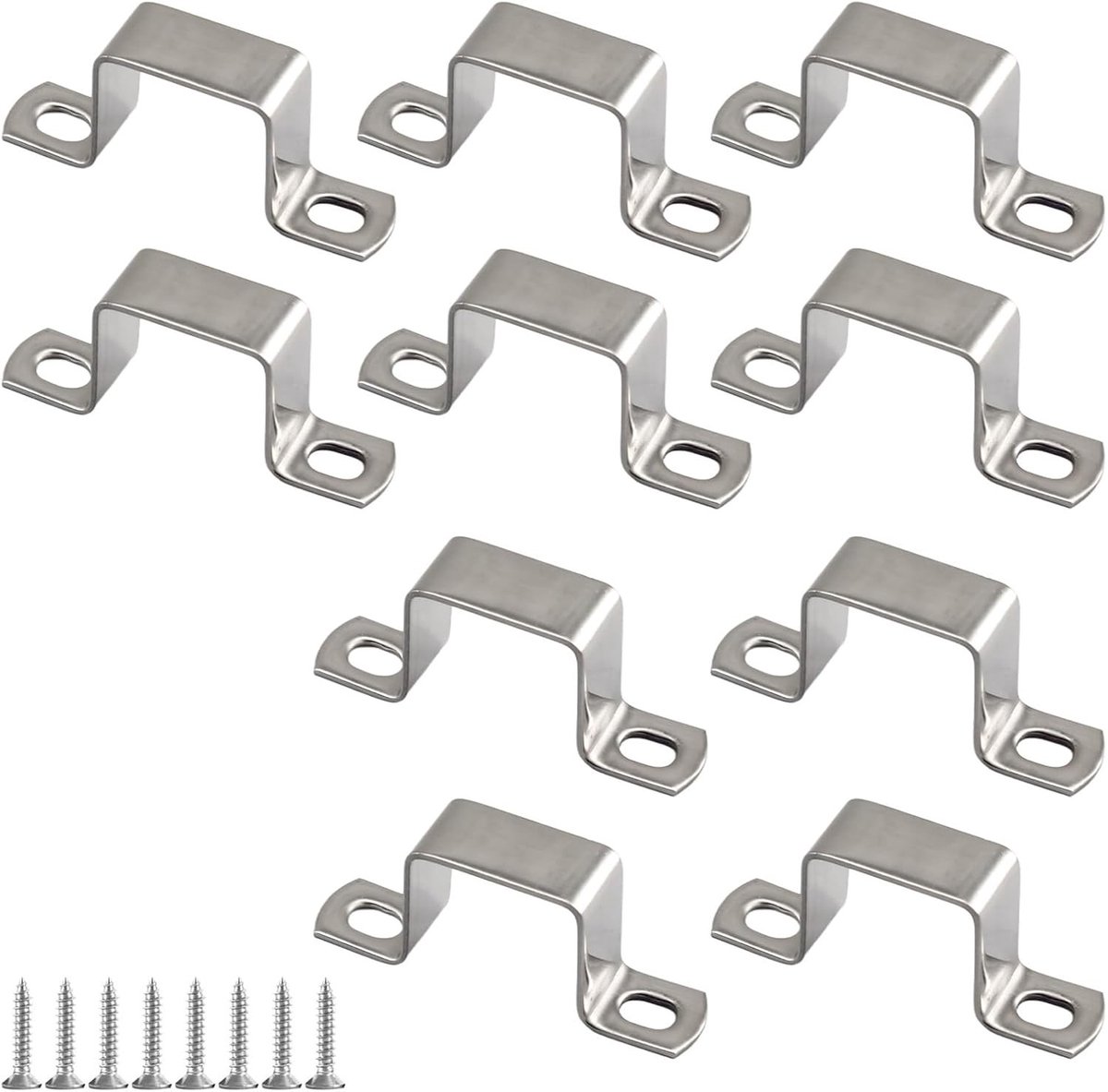 U-vormige slanghouder van 25x25mm, vierkante steun, 304 roestvrij staal met zelftappende schroeven, ideaal voor leidingen en bevestigingen
