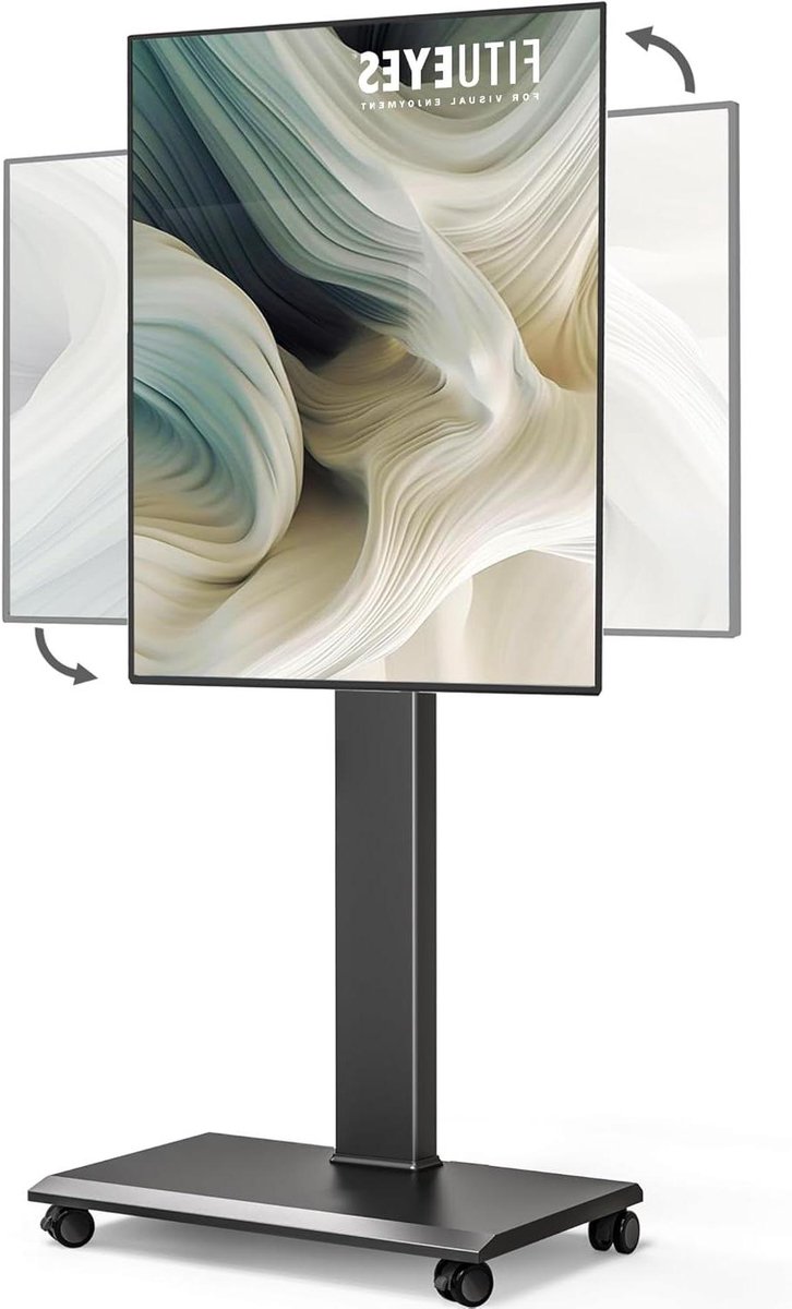 Mobiele TV Standaard - Draaibare TV Kar - TV Kijken - Van Landschap naar Portret - 32-75 inch - Zwart