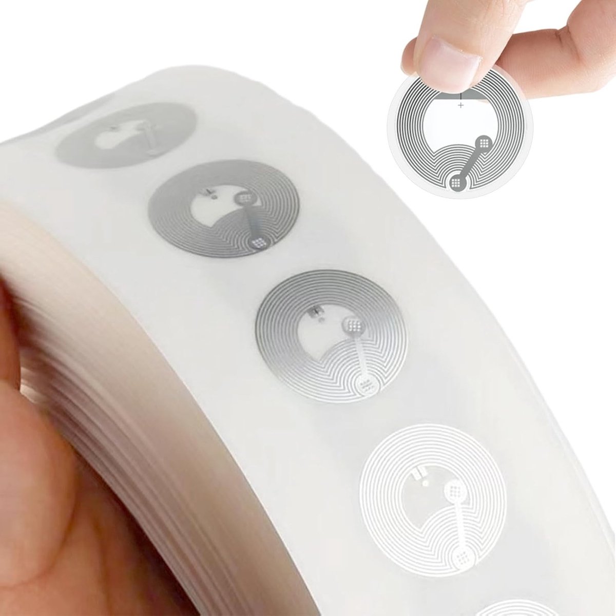 50 Pcs NFC Tags - Ntag 215 NFC Stickers en Coin Cards voor TagMo & Amiibo, Geschikt voor Mobiele Apparaten en Compatibele NFC-toepassingen, Rond en Wit