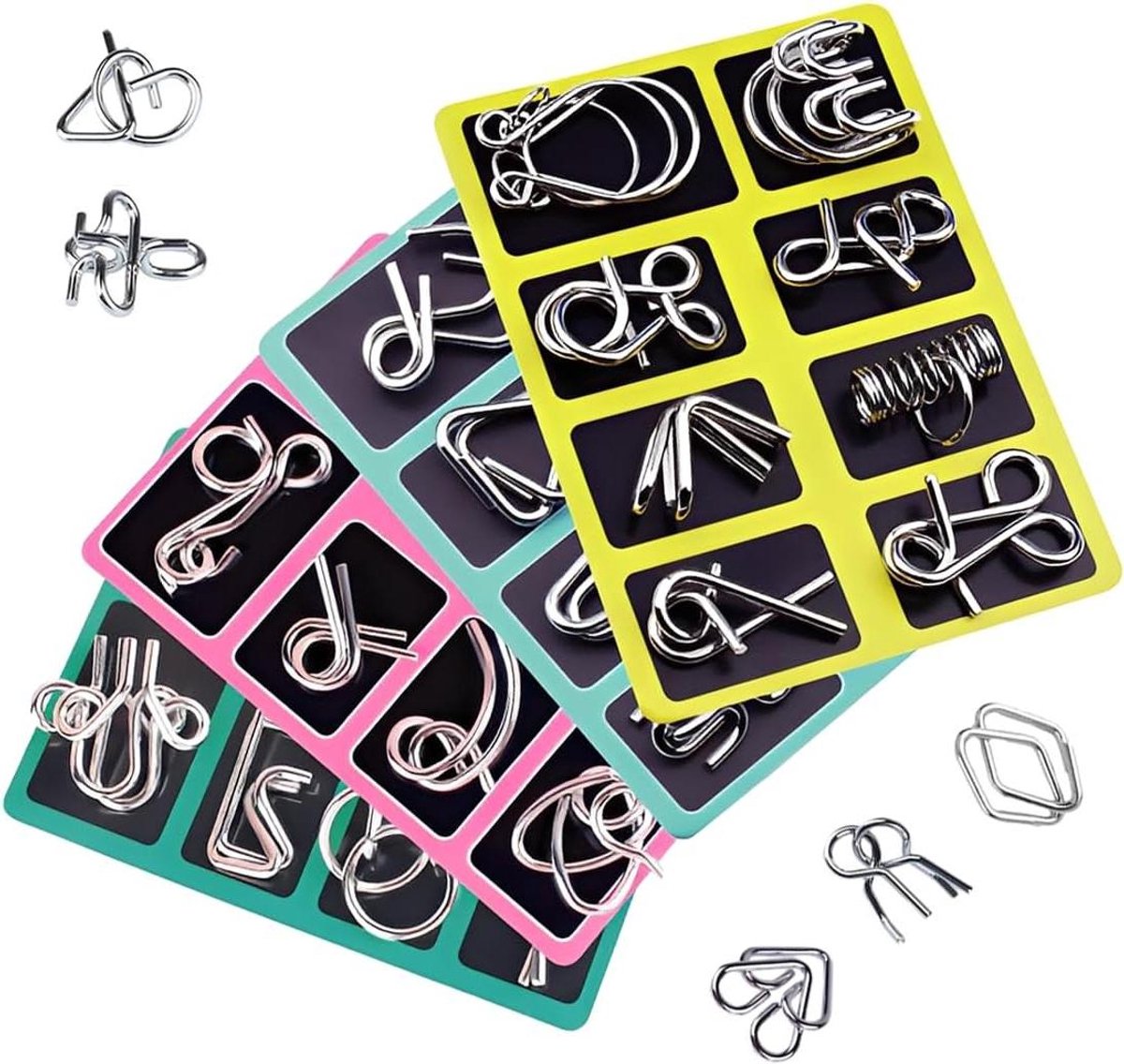 Metalen Ringpuzzel - IQ Puzzel Hersenkraker - Mentale Uitdaging - 32 Verschillende Moeilijkheidsgraden - 184 x 135 cm - Metaal