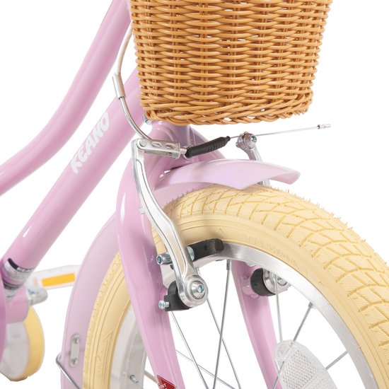 KEANO 12 Inch Kinderfiets voor Meisjes, 3-4 Jaar, 33-41 inch, met Zijwieltjes, Kinderfiets Roze — afbeelding 4