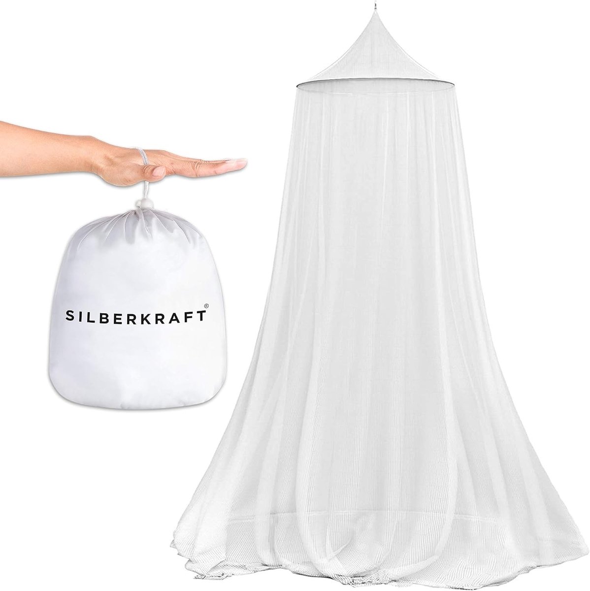 Klamboe 2 persoons - Wit - 1 stuk met kleefhaken - Fijnmazig Polyester Insectennet voor Bed - Voor Reizen en Thuis