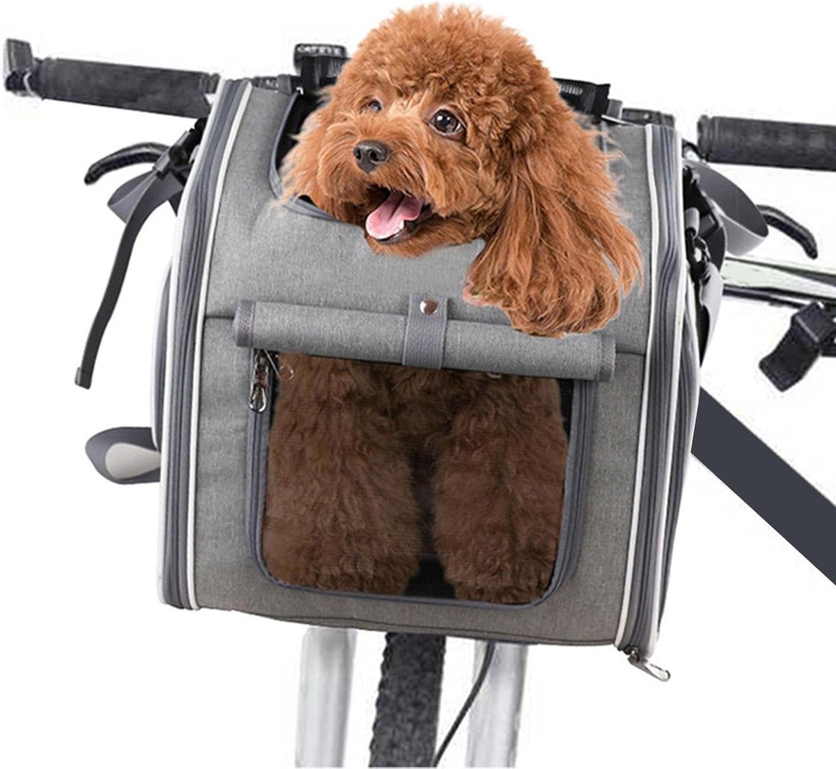 Fietsmand Hond - Hondenmand Fiets - Veilig Vervoer - Waterdicht Oxford Materiaal - 36 x 31 x 26 cm - Grijs