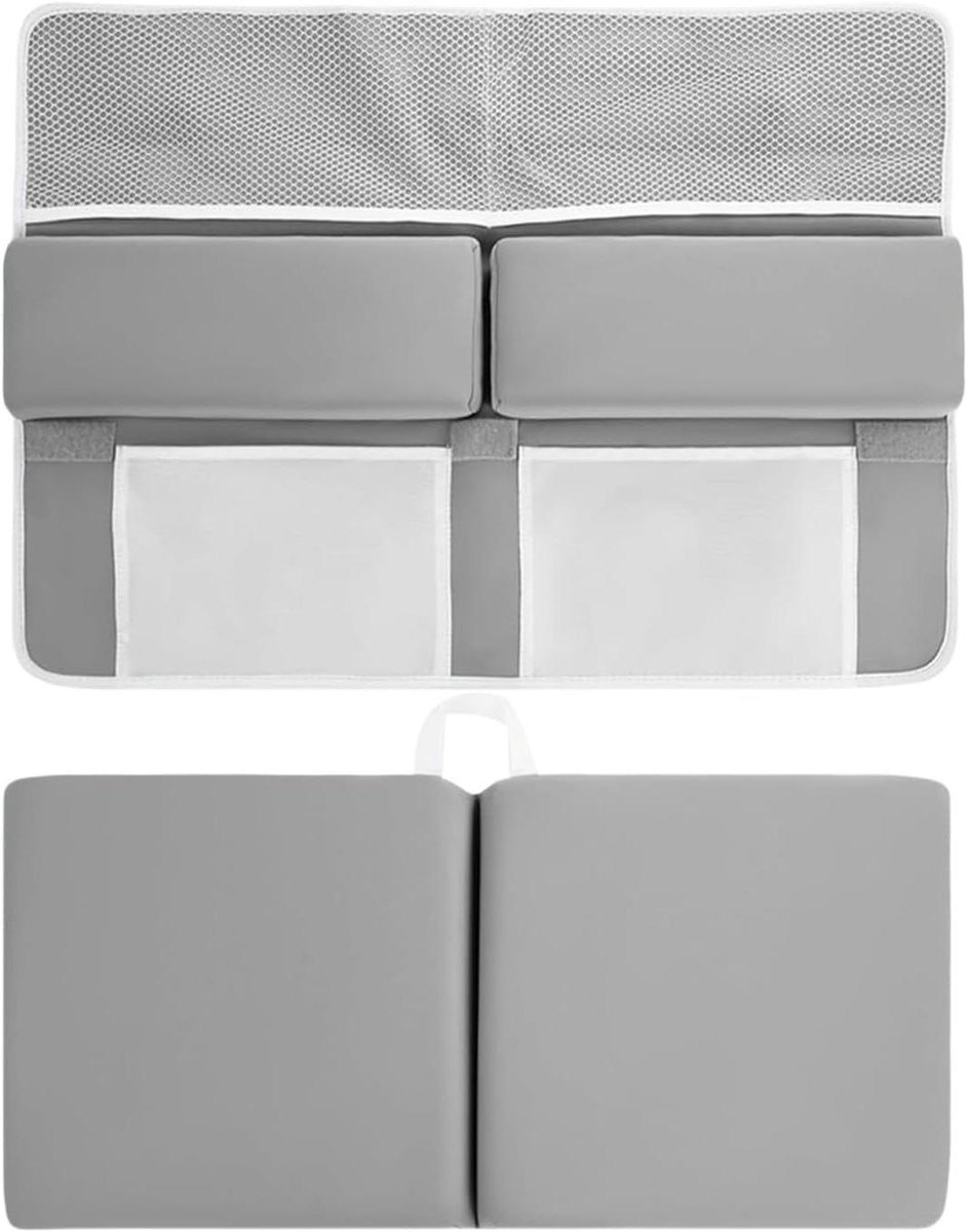 Bad Knielkussen Set - Elleboogsteun Bad - Baby Verzorgen - Antislip Zuignappen - 56x43cm - Grijs