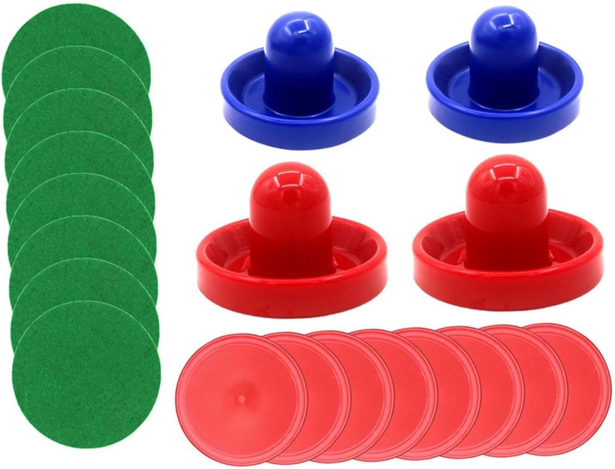 Airhockey Accessoires - Puck en Pusher Set - Spelplezier Thuis - Duurzaam PP Materiaal - 9.6 cm Putter - Blauw Zwart