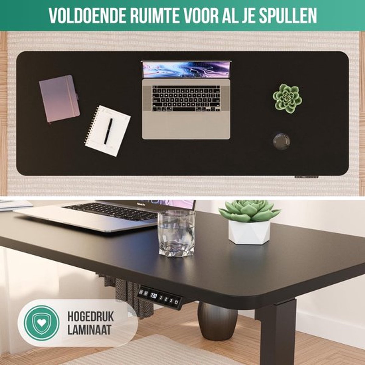 SnelShoppen - Avalo Desktop Loose 140x60cm - Zwart - Bureau Blad - Elektrisch Instelbare Bureau Top - Ideaal voor Thuiswerk en Kantoor