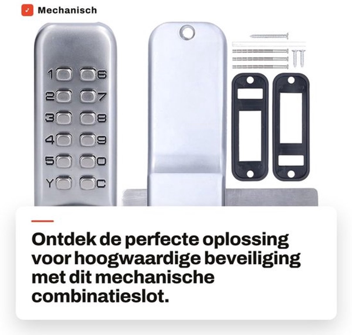 Combinatieslot Sleutelloos - Antidiefstal - Mechanisch - Beveiliging - Glazen/Houten Deur - 142x42x40mm - Deurslot