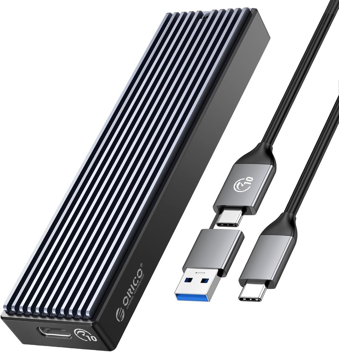Thijox - Externe NVMe SSD behuizing USB 3.2 Gen2 Type-C 10 Gbit/s voor M.2 2230/2242/2260/2280 in zwart, met UASP en Smart technologie