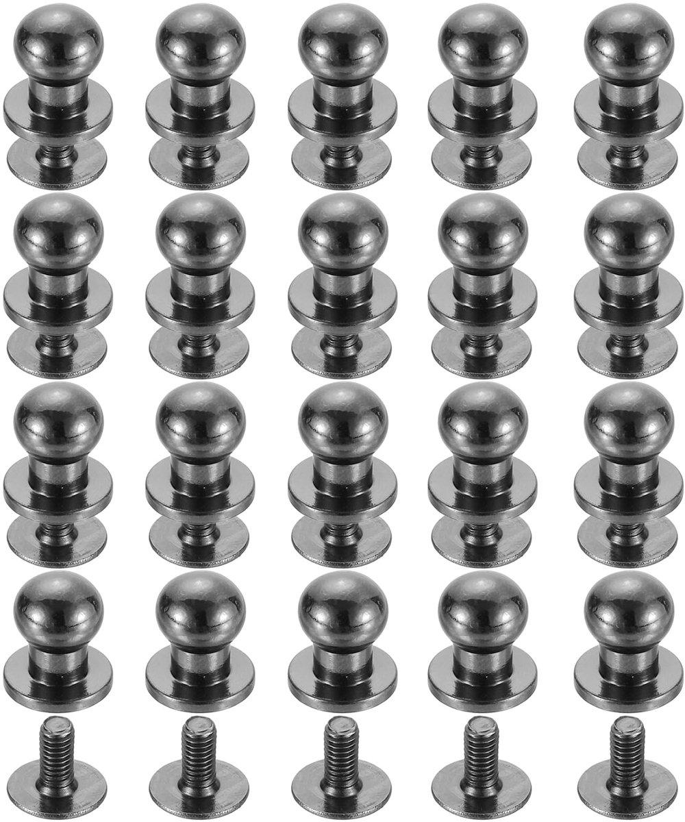 Messing Kugelkopnieten 20 Stuks, 6mm, met Schroefsluiting voor Leder DIY