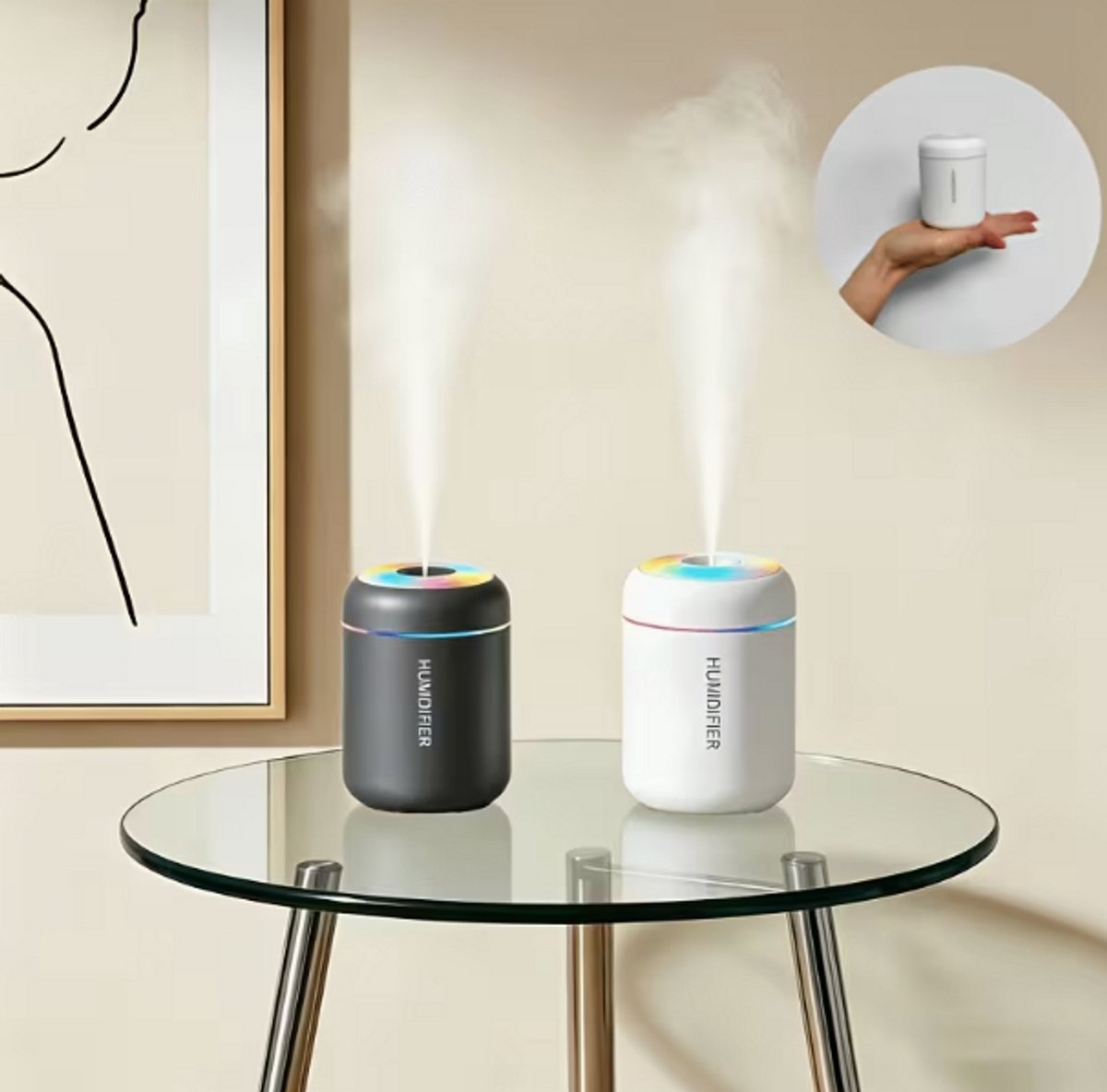 Aroma Diffuser & Luchtbevochtiger - Ultrasone Koude Mist - LED Sfeerverlichting met Kleurverandering - Essentiële Olie Diffuser voor Slaapkamer, Woonkamer & Kantoor - Zwart — cadeau in Wonen & Interieur - foto 4