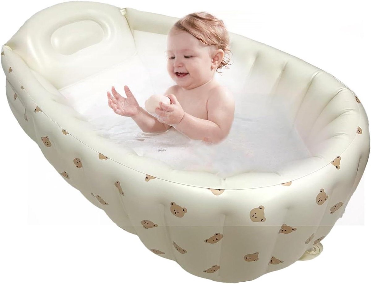 Opblaasbaar Peuterbad - Babybad Douchebad - Veilig Spelen - Snel Opblaasbaar - 90 x 55 x 30 cm - Meerkleurig