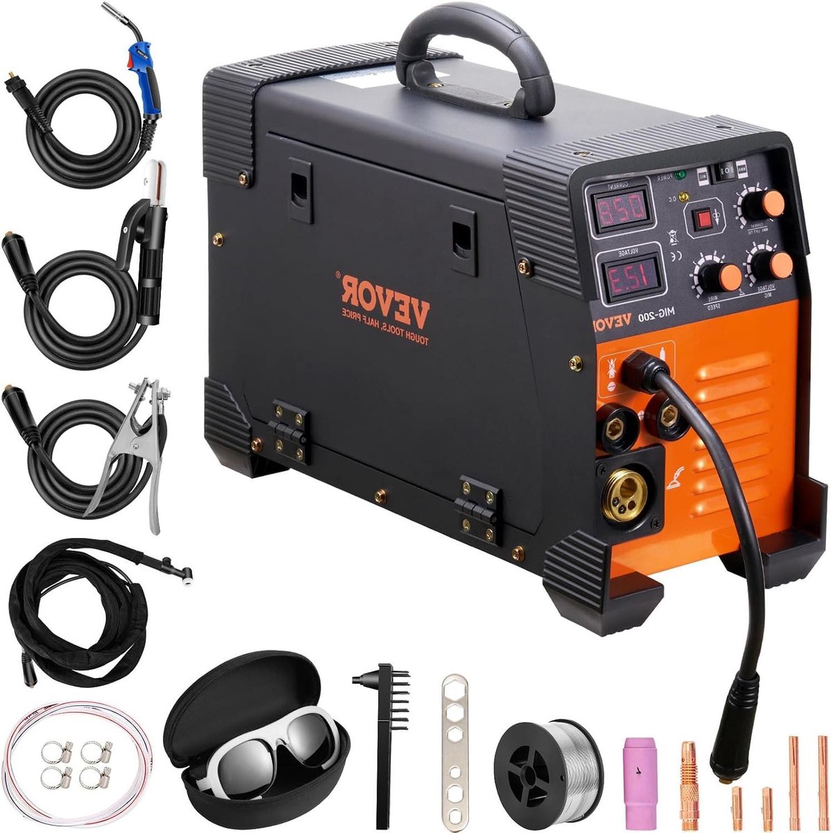 3-in-1 Lasapparaat - MIG MMA TIG - Metaal Bewerken - IGBT Technologie - 200 A - Zwart Oranje