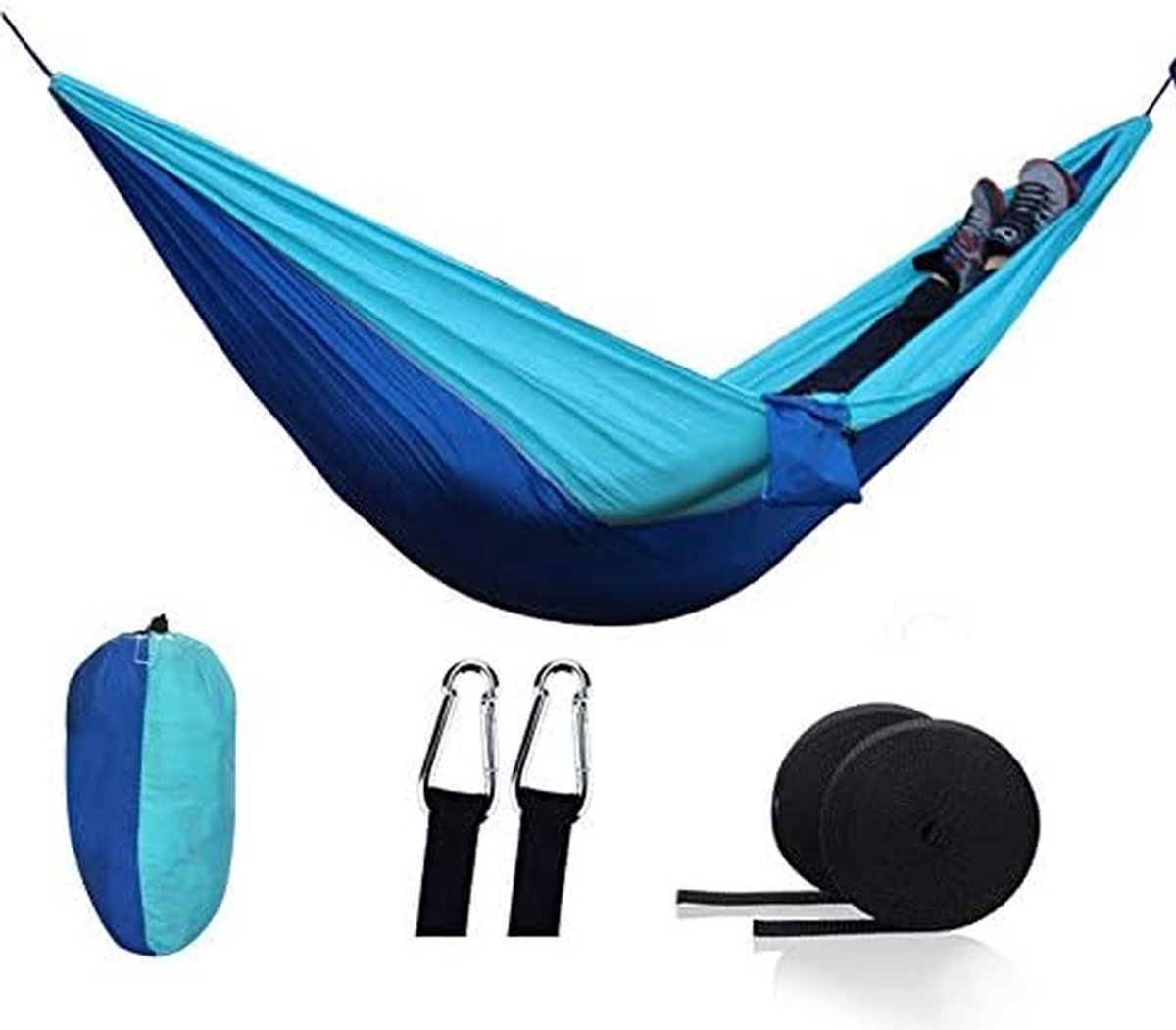 Hangmat 2 Persoon - Parachute Hangmat - Kamperen en Reizen - Ultralicht en Compact - 200kg Max Gewicht - Geel