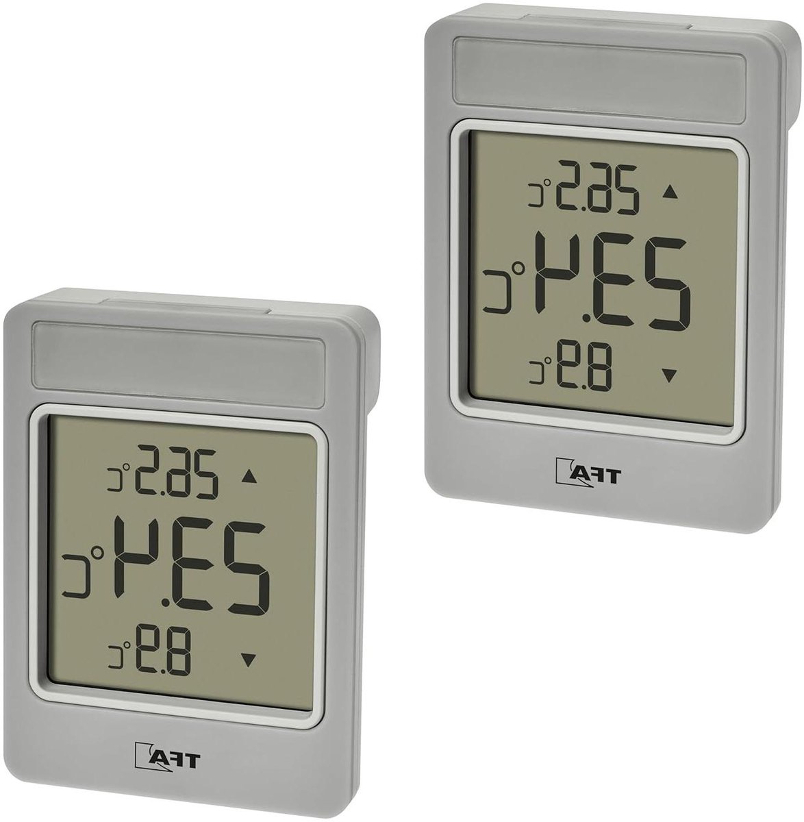 Raamthermometer Set - Digitale Buitenthermometer - Buitentemperatuur Meten - Eenvoudige Montage - Set van 2 - Grijs