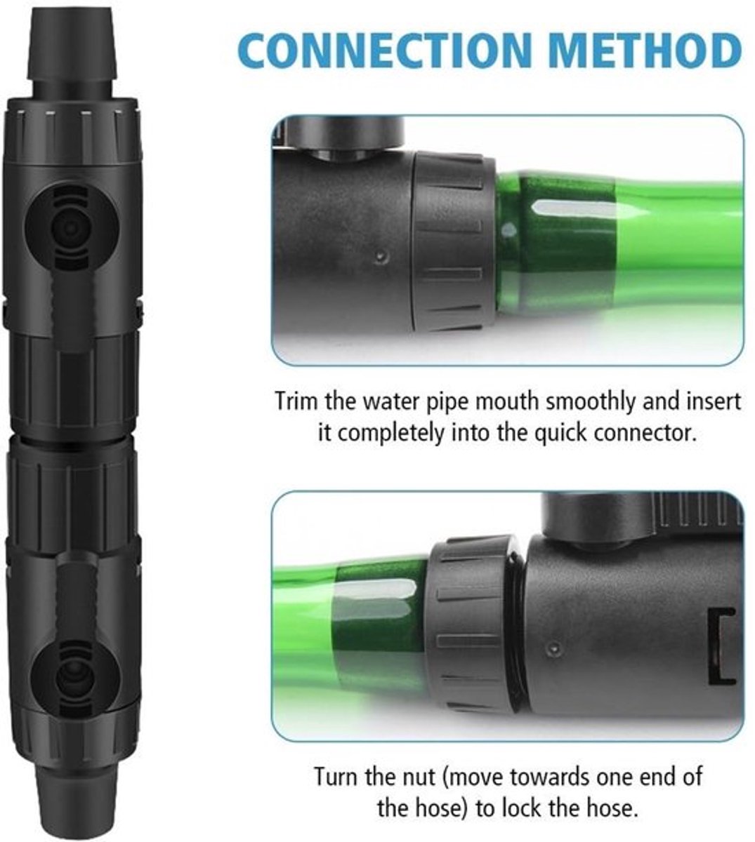 Aquariumslangventiel met snelontgrendelingshandvat - Aquariumslangkoppeling - Waterregelklep - Eenvoudige installatie - Hoogwaardige ABS - Snelle scheiding - Waterklep