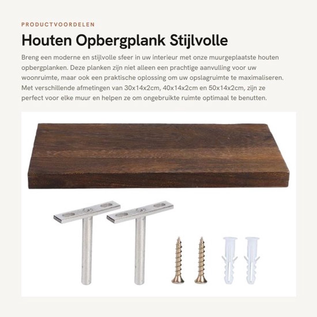 Wandplank Hout - Sterke Draagcapaciteit - Wandrek - Ruimtebesparend - Modern Design - Geschikt voor Elke Kamer