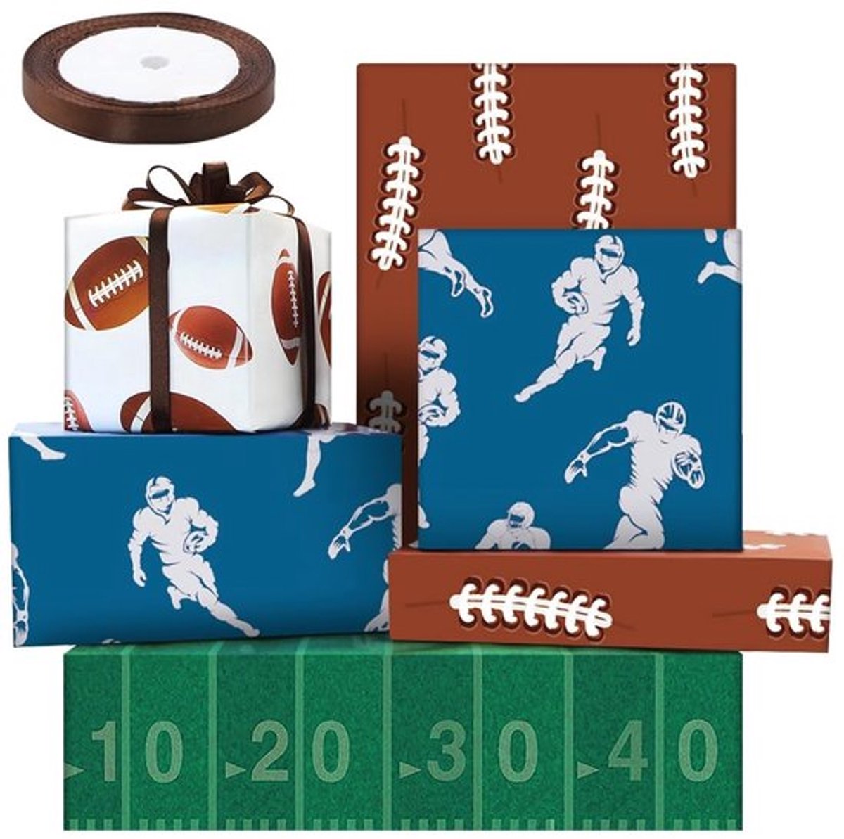 Inpakpapier Rugbythema - Cadeaupapier Verjaardag - Geschenkverpakking Sport - Inpakpapier Rollen - 50x70cm per vel - Premium Glanzend Papier