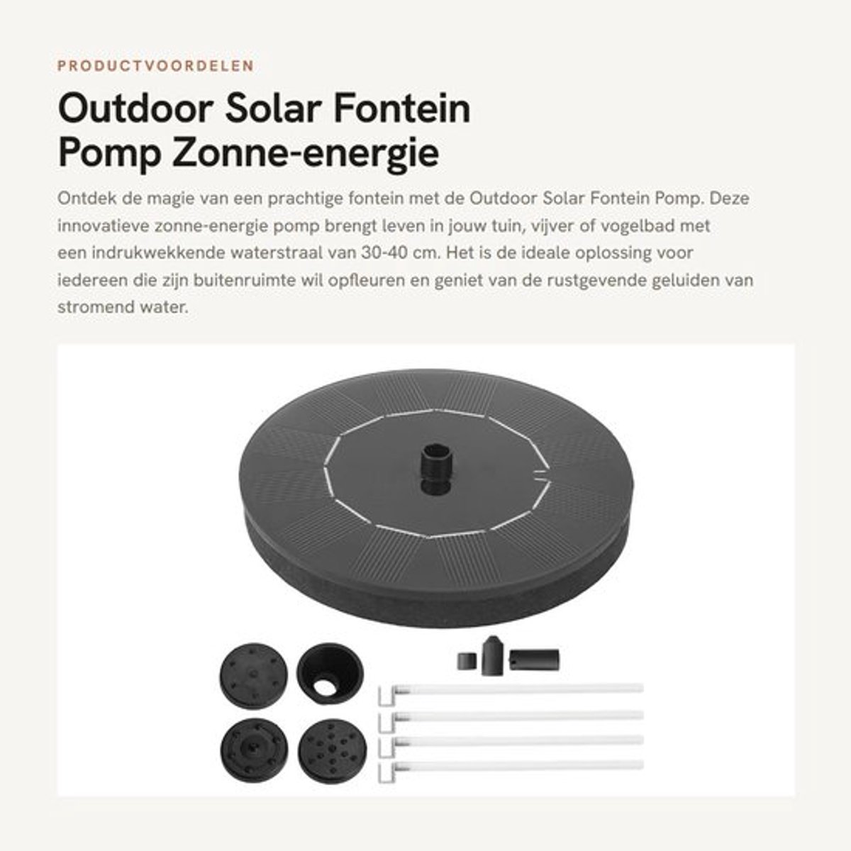 Fonteinpomp op Zonne-energie - Waterpomp - Vogelbad - Aquarium - Vijver - Lichtgewicht en Eenvoudig te Installeren - Zonnefontein