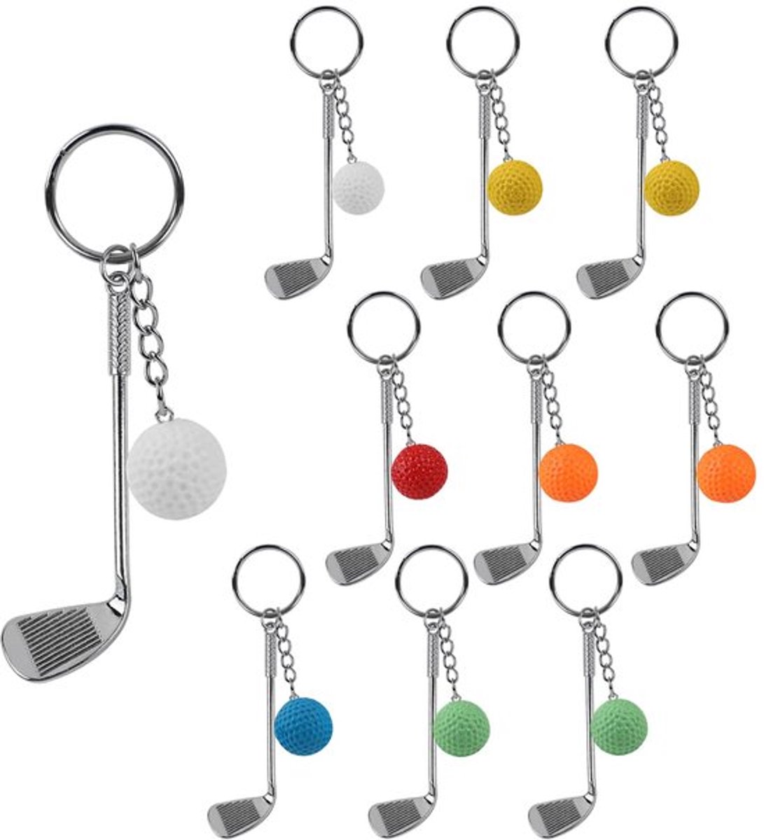 Golfsleutelhanger 10x - Personaliseerbaar - Cadeau voor golfers - Sleutelhanger auto - Sleutelhanger volwassenen - Veilig materiaal