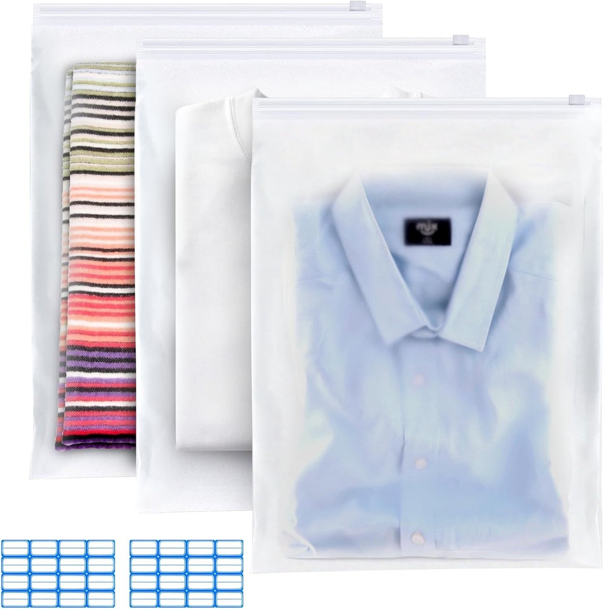 Grote Herbruikbare Ritszakken - Transparant - 40 x 60 cm - Waterdicht Plastic - Voor Kleding en Reizen