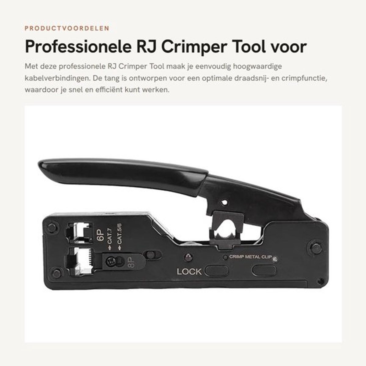 Crimpingtool Professionele Multifunctionele - RJ45 Connector - Kabelschoentang - Antislip Handvat - Slijtvast Materiaal - Schokbestendig Design - Krimptang