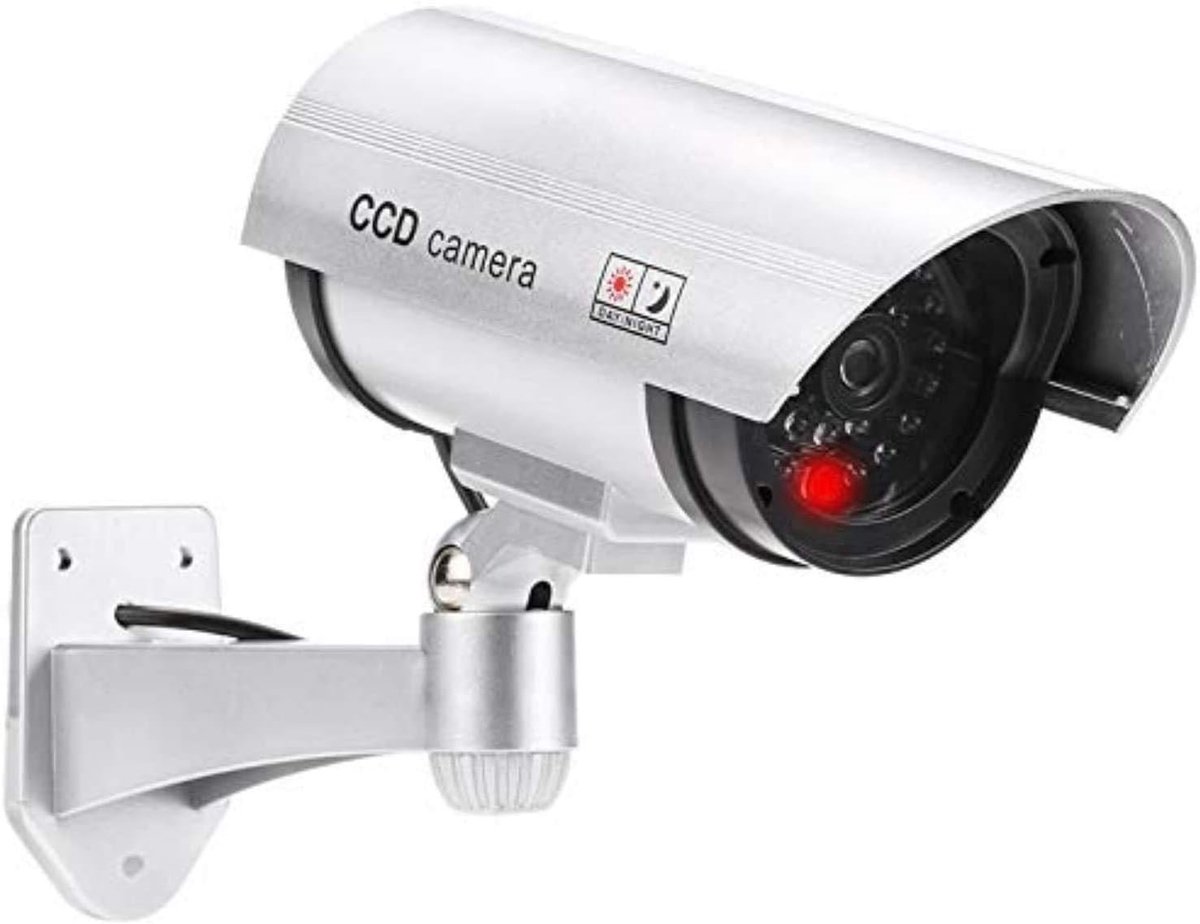 Dummy Bewakingscamera - Grijs - Waterdichte Neppcamera met Knipperend LED-Licht - Voor Binnen en Buiten