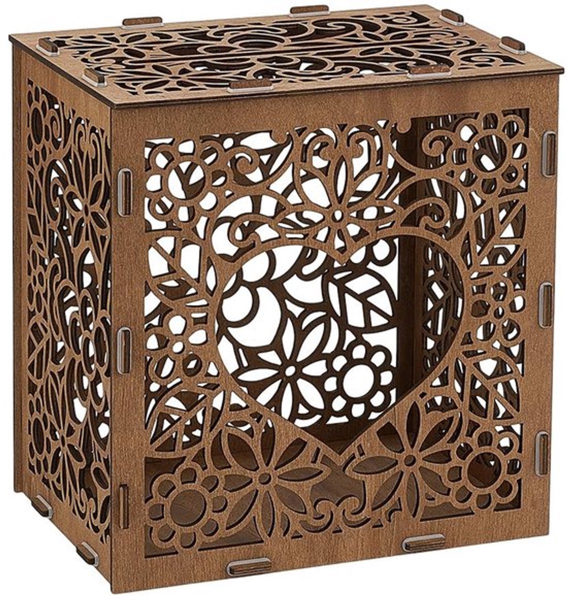 Trouwkaartdoos Houten - Kaartenopbergdoos met Sleuf - Geschenkdoos Bruiloft - Souvenirdoos - 25 x 18 x 25 cm - Stevig en Duurzaam
