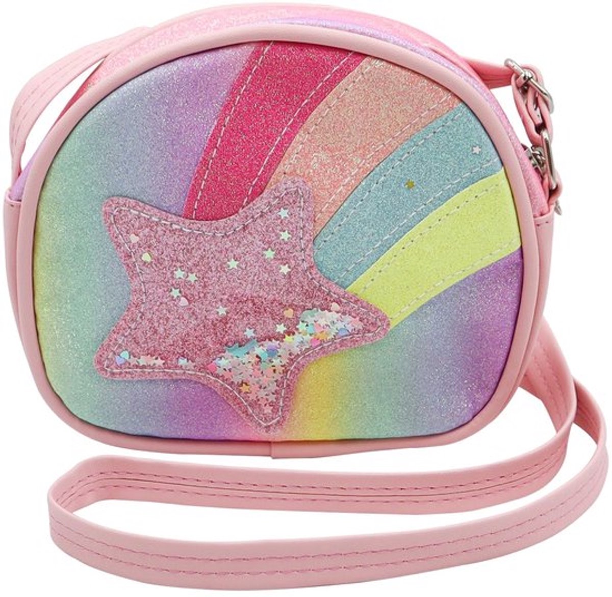 Mooie schoudertas voor meisjes, regenboog, kleine tas met verstelbare riem, schoudertas voor meisjes, crossbody tas, cadeau voor Kerstmis, verjaardag voor kinderen van 3 tot 10 jaar (16 x 14 x 5 cm)