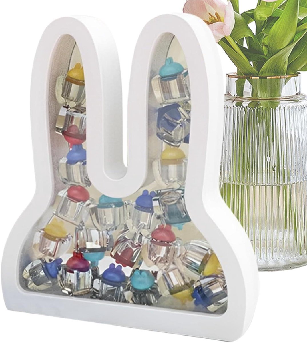 Melktand Opbergdoos - Tandendoosje Baby - Herinneringen Bewaren - Konijnenvorm Design - 20 Vakken - Wit
