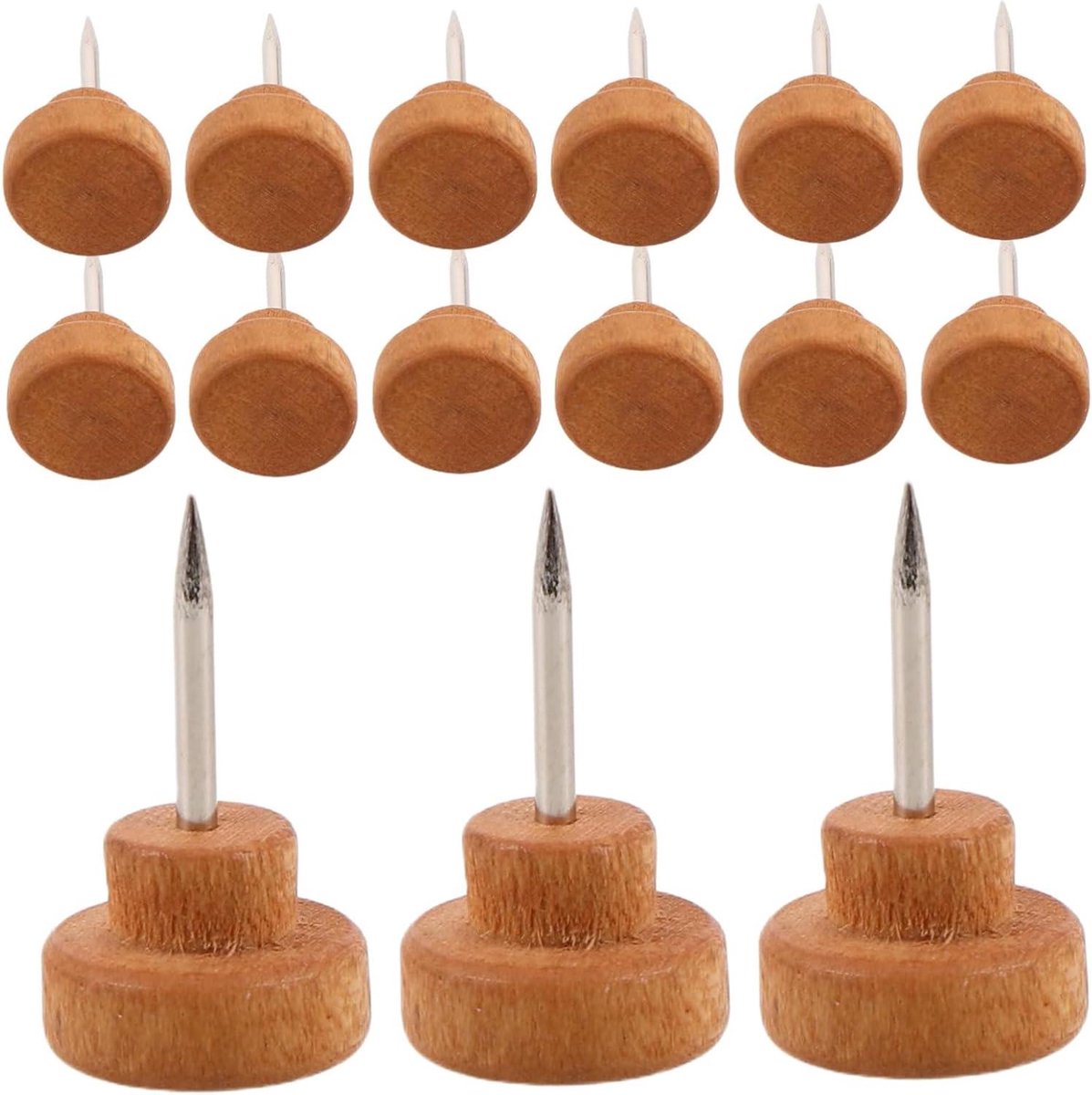 Houten Punaises - Decoratieve Punaises Platte Kop - Decoreren Prikborden - Moderne Uitstraling - 100 stuks - Koffie