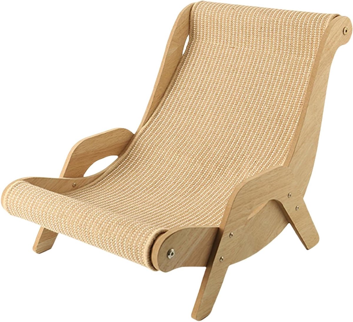 Kattenstoel - Huisdier Stoel - Ontspanning Huisdier - Massief Houten Frame - 58 x 28 x 14 cm - Natuurlijk Hout