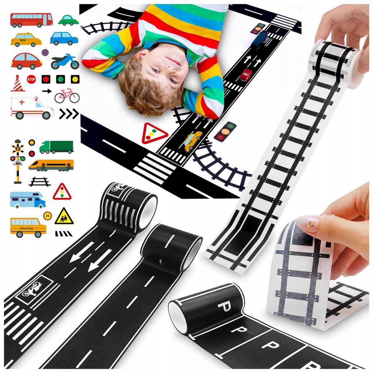 Zelfklevende Weg & Trein Banen Stickers voor Kinderen - 20 Meter Speelplezier