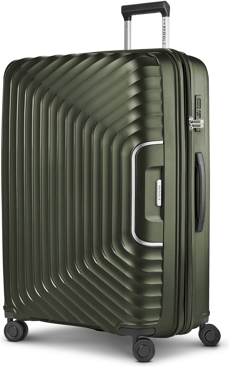 Redolz Essentials 01 4 wielen Trolley L 77 cm met uitbreidingsplooi - Harde bagage - TSA slot - olive metallic
