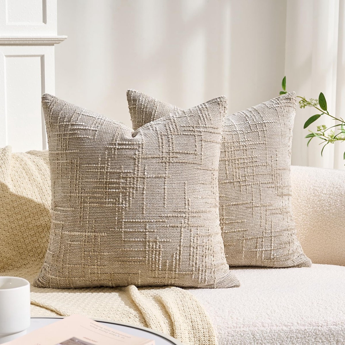 Kussensloop 40 x 40 cm - modern kaki - chenille fluweel - decoratief sierkussen voor woonkamer - ShopVlot