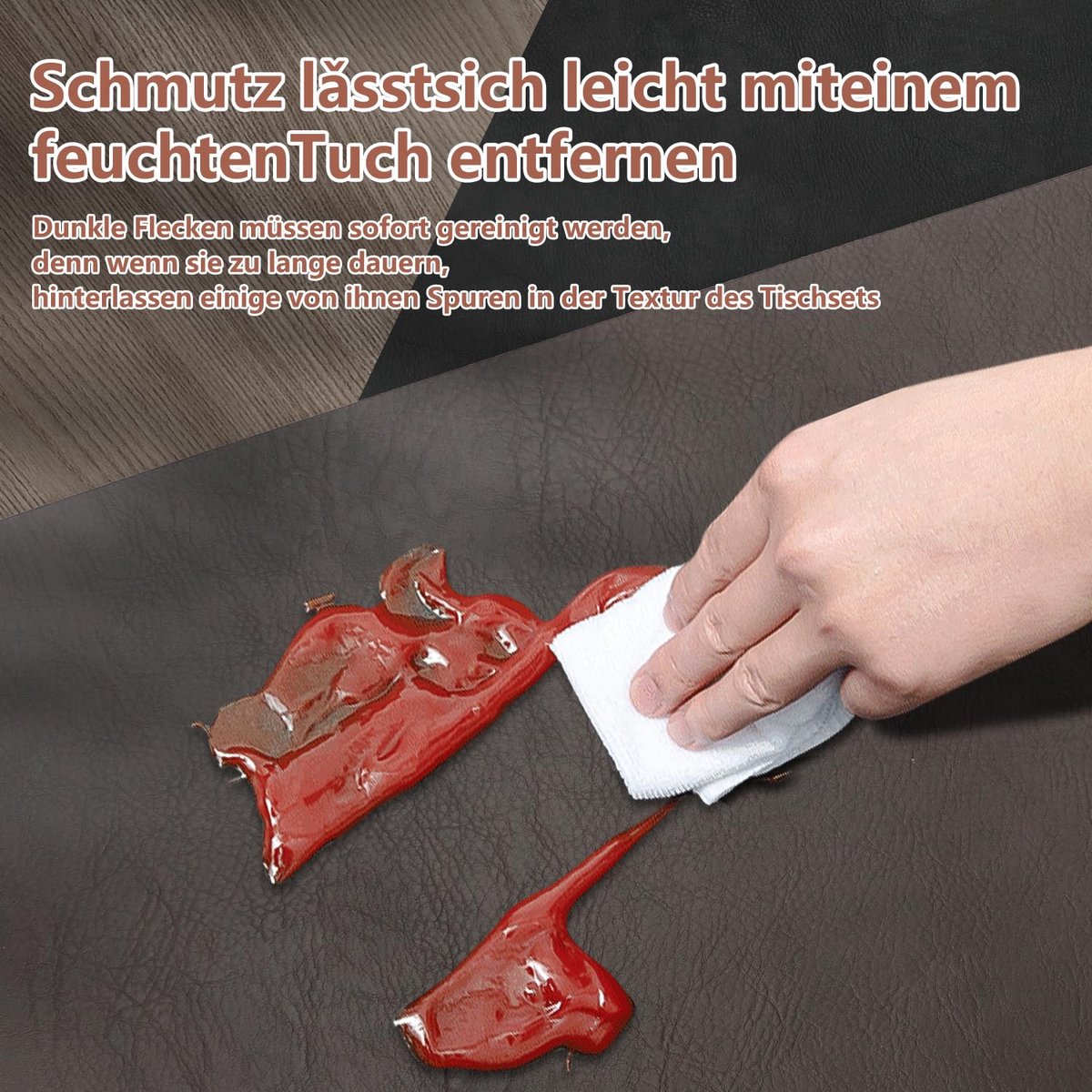Placemats set van 6 - imitatieleer - afwasbaar en waterdicht - stijlvol en functioneel - ShopVlot